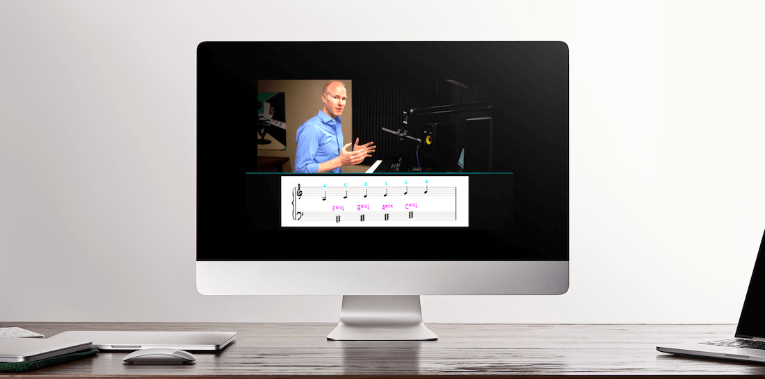 Watching Julian Bradley lessons on a laptop